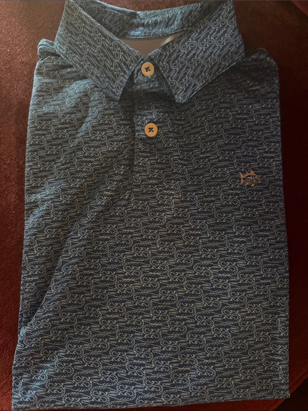 Boys golf Blue Patterned Polo Shirt